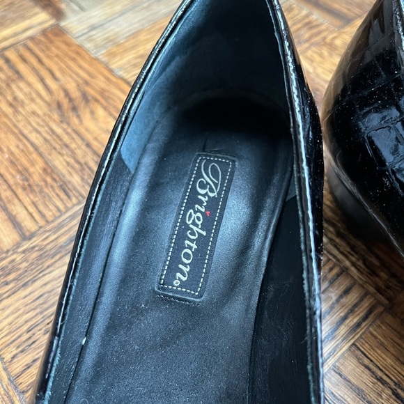 Brighton Black Erica Patent Croc Leather Loafers - Picture 4 of 7